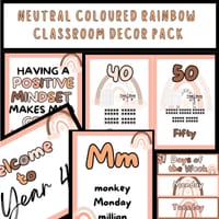 Neutral Rainbow Classroom Decor Pack PLUS Daily PowerPoint - thumbnail 1 of 9