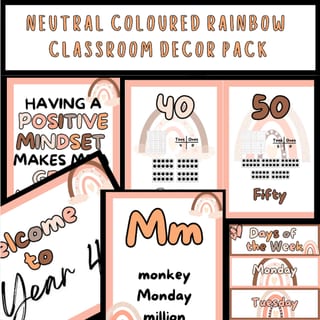 Neutral Rainbow Classroom Decor Pack PLUS Daily PowerPoint - image 1 of 9