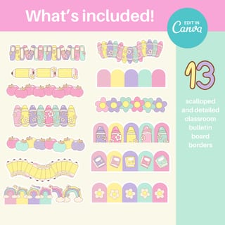 pastel classroom decor bundle bulletin board borders kit modern classroom decor| Canva Template - image 4 of 8