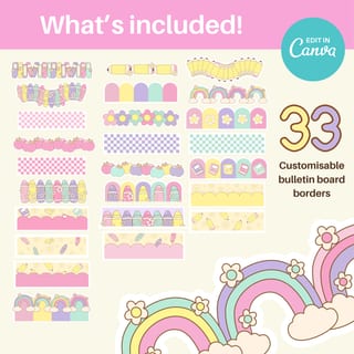 pastel classroom decor bundle bulletin board borders kit modern classroom decor| Canva Template - image 2 of 8
