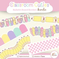 pastel classroom decor bundle bulletin board borders kit modern classroom decor| Canva Template - thumbnail 1 of 8