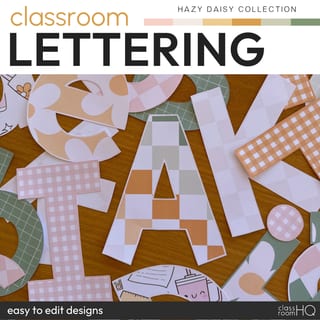 Calm Retro Daisy Editable Bulletin Board Lettering HAZY DAISY Classroom Decor - image 1 of 5