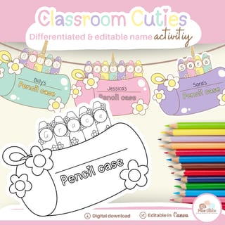 Editable name tracing practice school readiness craftivity | Edit in Canva - image 1 of 8