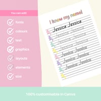 Editable name tracing practice school readiness handwriting | Edit in Canva - thumbnail 2 of 8