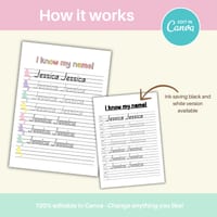 Editable name tracing practice school readiness handwriting | Edit in Canva - thumbnail 5 of 8
