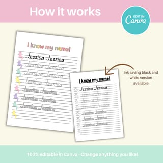 Editable name tracing practice school readiness handwriting | Edit in Canva - image 5 of 8
