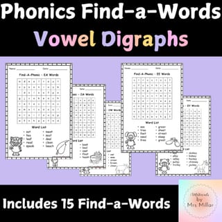 Vowel Digraph Find-a-Words | Independent Phonics Activity - image 1 of 1