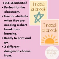 Student Wellbeing | FREE | I Need a Break Cards - thumbnail 2 of 3