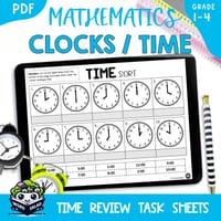 Time Revision: analogue, digital and 24-hour clock practice  [hour, 1/2, 1/4, min] - thumbnail 1 of 6