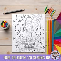 Jesus Loves the Children - Religion Colouring-in - thumbnail 1 of 2