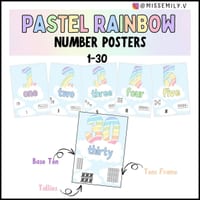 Number Posters 1-30 - Pastel Rainbow - thumbnail 1 of 1