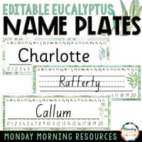 Editable Desk Name Tags - Student Desk Name Model Labels - Eucalyptus Class Decor Back to School - thumbnail 1 of 4