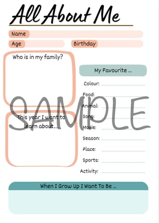 All about me sheet - preschool - image 1 of 1