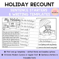 Holiday Recount Writing Template and Sentence Starters - thumbnail 1 of 3