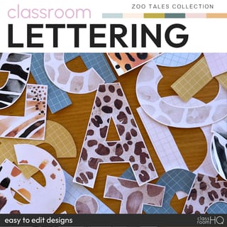 Editable Bulletin Board Lettering Pack Animal Theme ZOO TALES Classroom Decor - image 1 of 5