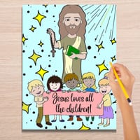 Jesus Loves the Children - Religion Colouring-in - thumbnail 2 of 2