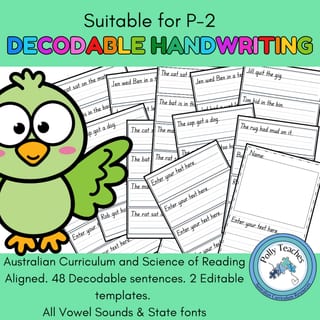 DECODABLE SENTENCE HANDWRITING PRACTICE for PP-Y2 - image 1 of 7