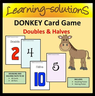NUMBER FACTS - Doubles and Halves - DONKEY Card Game - image 1 of 1