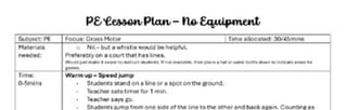 PE Sport lesson plan No materials needed - image 1 of 1