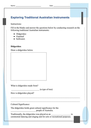 Australian Instrument Research Worksheet - image 1 of 1