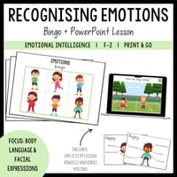 Identifying emotions and feelings - body language | Bingo + PowerPoint + Posters - thumbnail 1 of 3