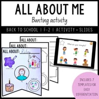 F-2 Back to school | All about me bunting | Activity + Slides - thumbnail 1 of 4