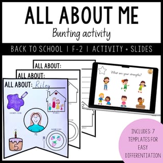 F-2 Back to school | All about me bunting | Activity + Slides - image 1 of 4