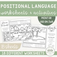 Math Positional Language & Location Cut & Paste & Drawing Worksheets - thumbnail 1 of 4