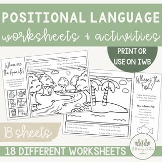 Math Positional Language & Location Cut & Paste & Drawing Worksheets - image 1 of 4