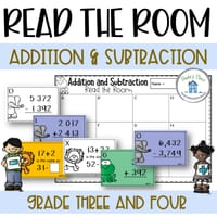 Addition and Subtraction Read the Room Activity for Grades 3 and 4 - thumbnail 1 of 5