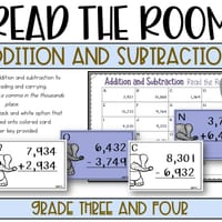 Addition and Subtraction Read the Room Activity for Grades 3 and 4 - thumbnail 4 of 5