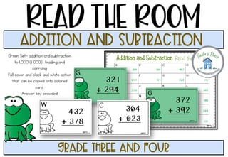 Addition and Subtraction Read the Room Activity for Grades 3 and 4 - image 2 of 5
