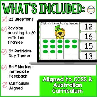 St Patrick's Day Counting 0-20 with Ten Frames - Math Google Slides Foundation - Year 1 AC9MFNO1 - image 2 of 8