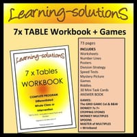 7x Table WORKBOOK - 73p Worksheets/Speed Tests/Posters/Riddles/Task Cards + Games