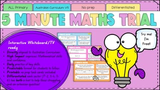 5 Minute Maths: No-Prep Differentiated Warm-Up Task Cards (Australian Curriculum Aligned) - image 1 of 5