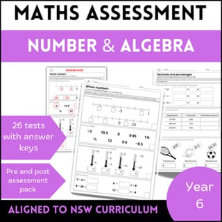 Year 6 number and algebra pre and post assessment maths pack NSW curriculum - image 1 of 1