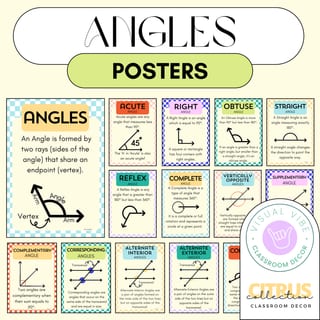 Angles Posters | Pairs of Angles | Angle Types | Geometry | Math Classroom Decor - image 1 of 4