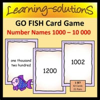 Number Names 1000 to 10 000 - GO FISH Card Game - 42 Cards (21 pairs) - thumbnail 1 of 1