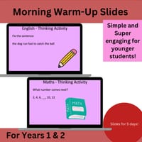 Morning Warm-Up Slides | Engaging Math & English Bell Ringers + Fun Riddle- Growing Bundle - thumbnail 2 of 4