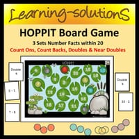 Number Facts to 20 - HOPPIT Board Game + 3 Sets Cards: Count Ons/Count Backs/Doubles & Near Doubles - thumbnail 1 of 1