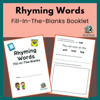 Rhyming Words: Fill-In-The-Blanks Booklet, 1st, Reading, No-prep, Printables - image 1 of 4