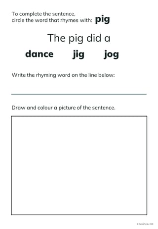 Rhyming Words: Fill-In-The-Blanks Booklet, 1st, Reading, No-prep, Printables - image 2 of 4