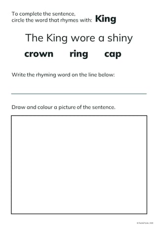 Rhyming Words: Fill-In-The-Blanks Booklet, 1st, Reading, No-prep, Printables - image 3 of 4