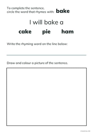 Rhyming Words: Fill-In-The-Blanks Booklet, 1st, Reading, No-prep, Printables - image 4 of 4