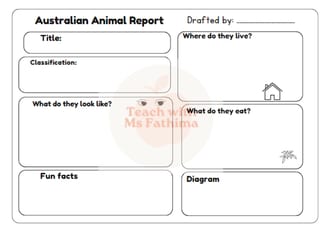 Australian Animals Information Report Fact File Template - image 3 of 3