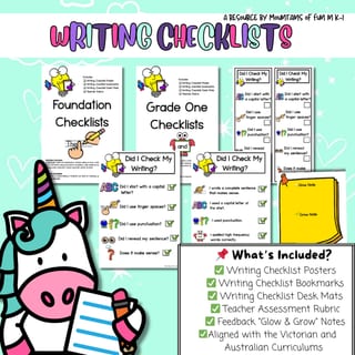 Sentence Building & Writing Checklists Bundle | Self-Editing for Lower Primary - image 5 of 8