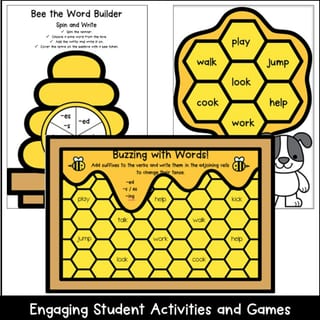 Buzzing with Verbs: Bee-Themed Suffix Games & Worksheets for -ed, -ing, -s/es - image 2 of 4
