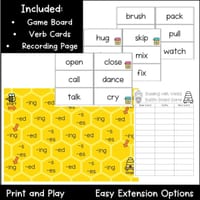 Buzzing with Verbs: Bee-Themed Suffix Games & Worksheets for -ed, -ing, -s/es - thumbnail 4 of 4