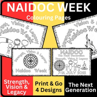 Naidoc Week 2025 : Strength, Vision & Legacy : Colouring Sheets - image 1 of 1