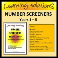 NUMBER SCREENERS - MATHEMATICS V.9 - Years 1 to 5 - Differentiation & Intervention Made Easy - thumbnail 1 of 1